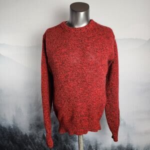 Vintage Land's End Wool Blend Red Crew Neck Sweater | Men's Medium